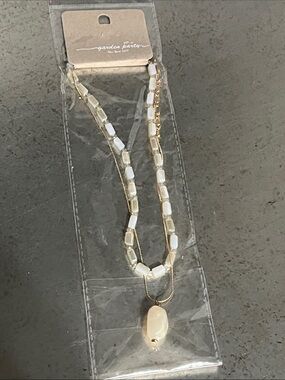Garden Party Gold & White Beaded Layered Necklace